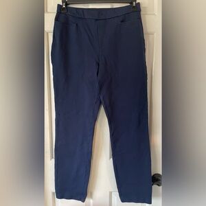 Susan Graver Regular Ponte Knit Pull On Navy Dress Pants Elastic Waist Sz SMALL